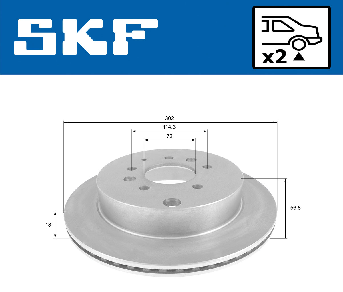 SKF Bremseskive vkbd90747v2 302mm 18mm for MAZDA