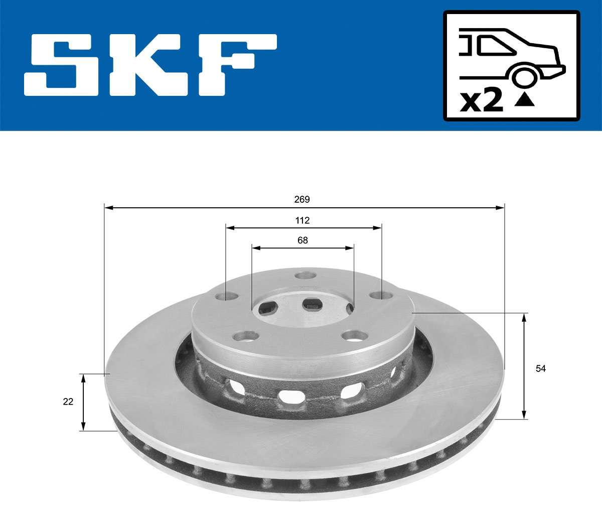 SKF Bremseskive vkbd90832v2 269mm 22mm for VW
