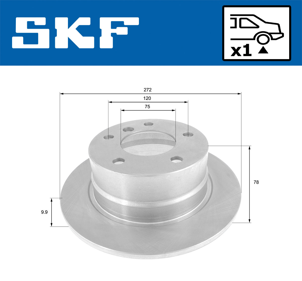 SKF Bremseskive vkbd90674s1 272mm 10mm for BMW