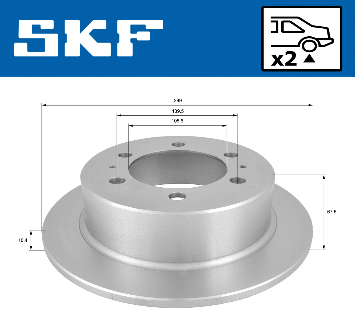 SKF Bremseskive vkbd90851s2 299mm 10mm for DAEWOO SSANGYONG