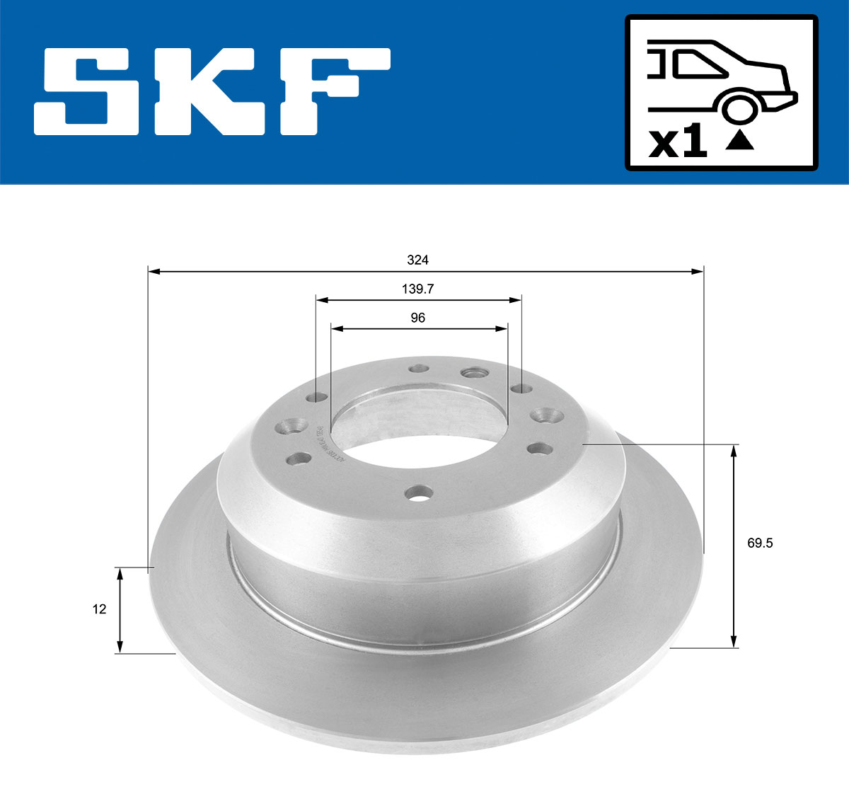 SKF Bremseskive vkbd90760s1 324mm 12mm for KIA