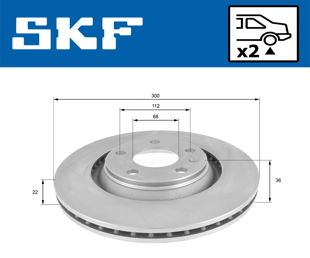 SKF Bremseskive vkbd90779v2 300mm 22mm for AUDI
