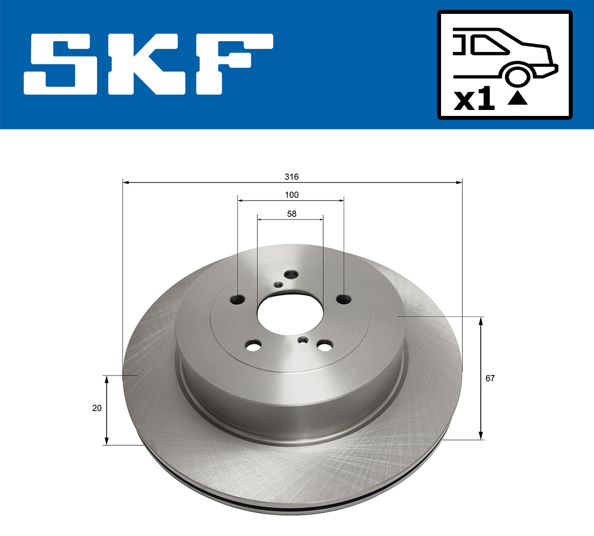 SKF Bremseskive vkbd90886v1 316mm 20mm for SUBARU