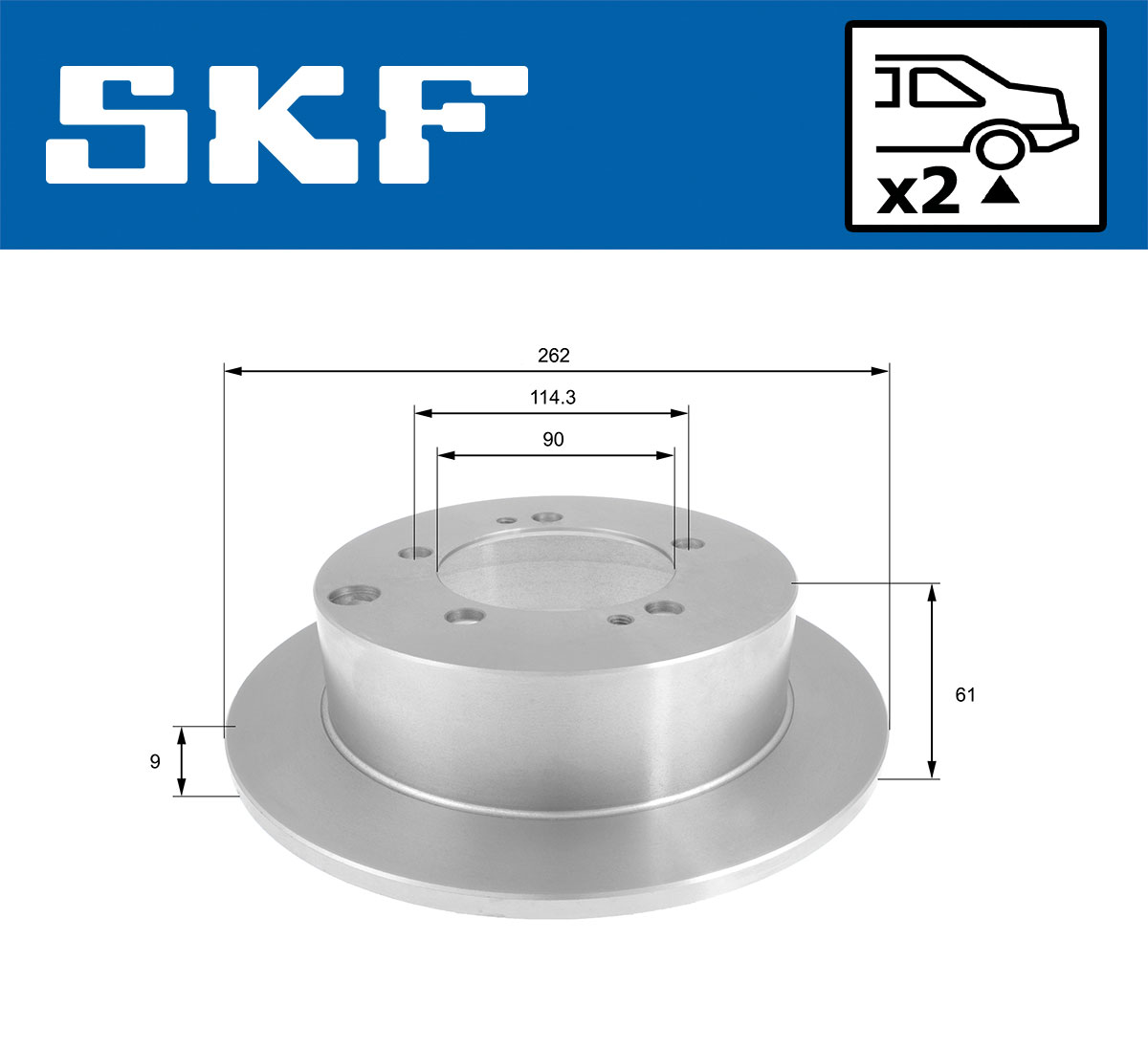SKF Bremseskive vkbd90895s2 262mm 10mm for MITSUBISHI