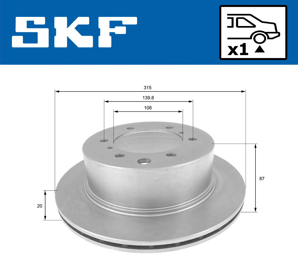 SKF Bremseskive vkbd90933v1 315mm 20mm for HYUNDAI