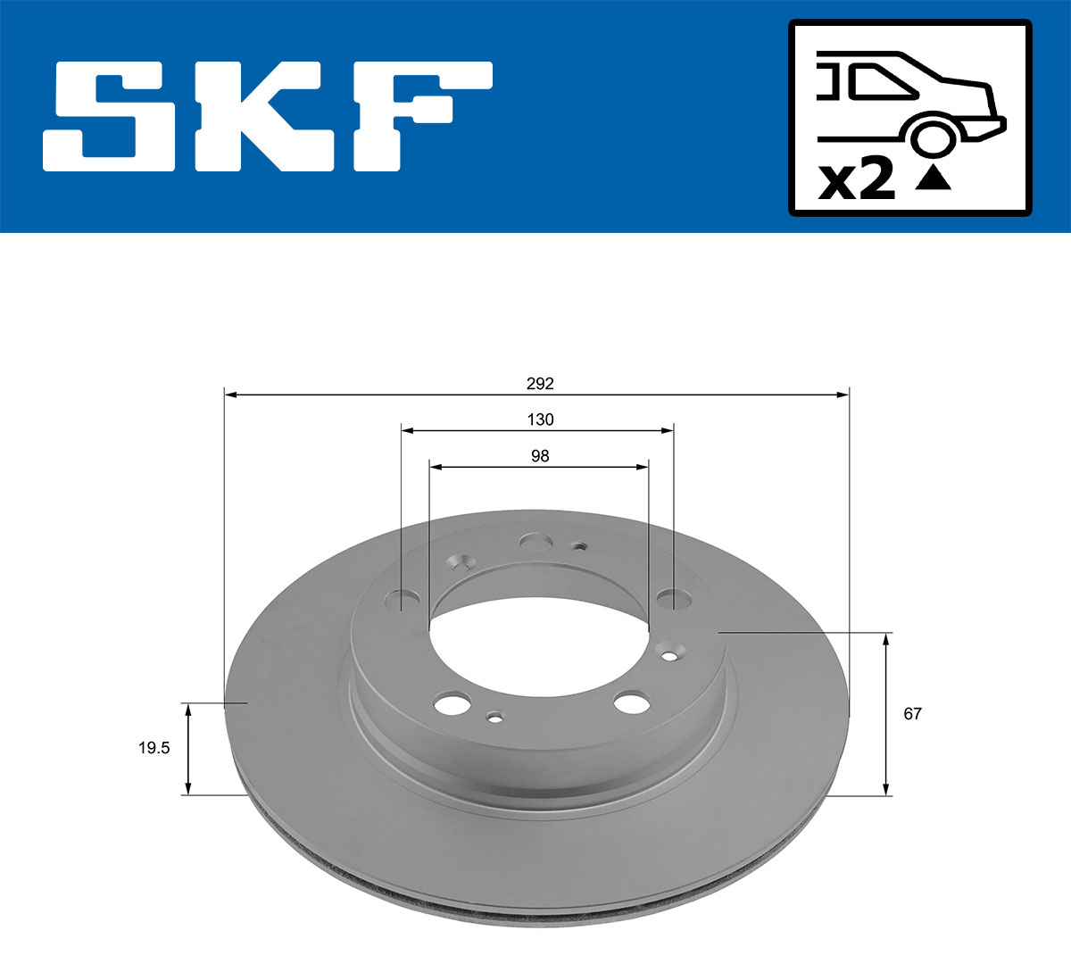 SKF Bremseskive vkbd90925v2 292mm 20mm for CHEVROLET PORSCHE