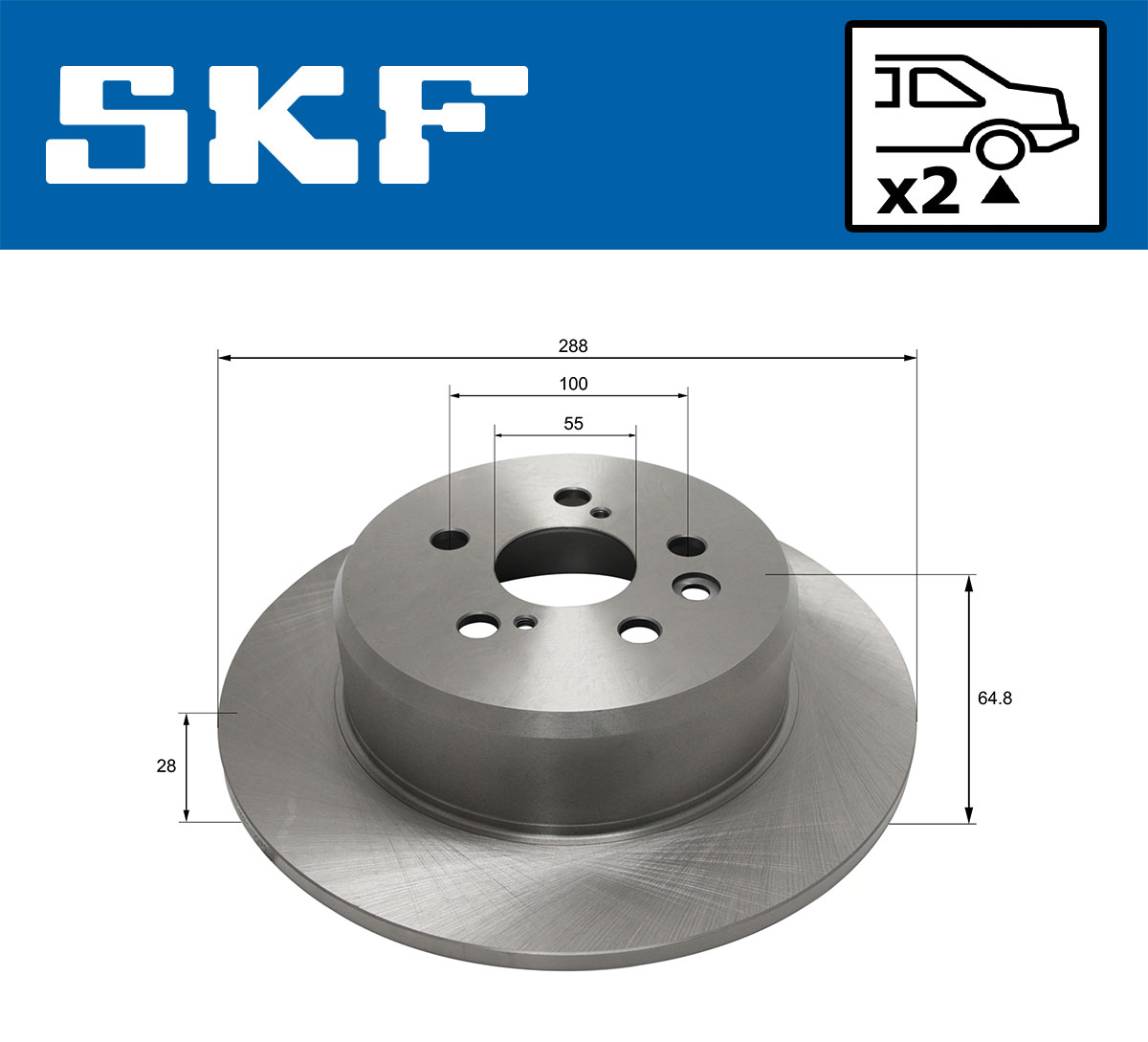 SKF Bremseskive vkbd90969s2 288mm 10mm for TOYOTA