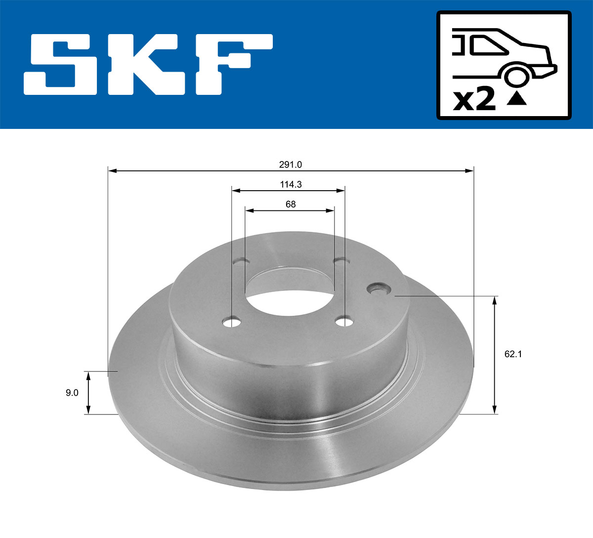 SKF Bremseskive vkbd91014s2 292mm 9mm for NISSAN