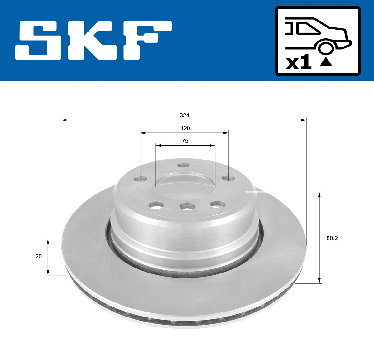 SKF Bremseskive vkbd91006v1 324mm 20mm for BMW