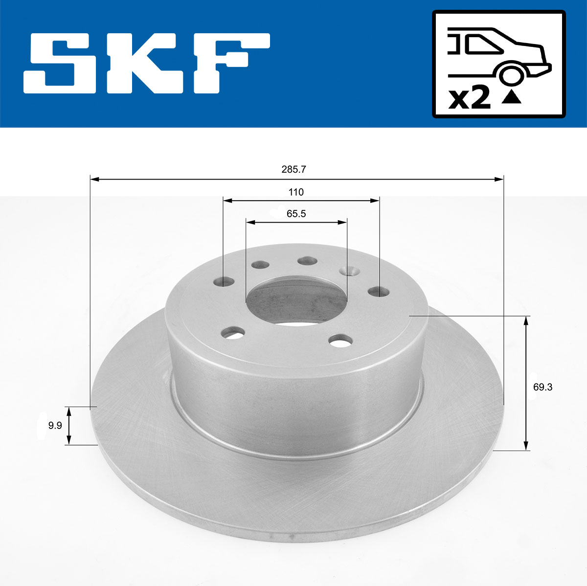 SKF Bremseskive vkbd90972s2 286mm 10mm for OPEL GENERAL MOTORS SAAB VAUXHALL