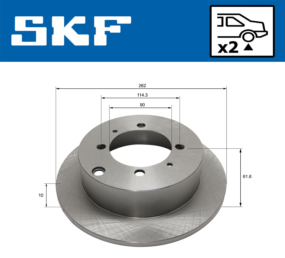 SKF Bremseskive vkbd91048s2 262mm 10mm for MITSUBISHI KIA