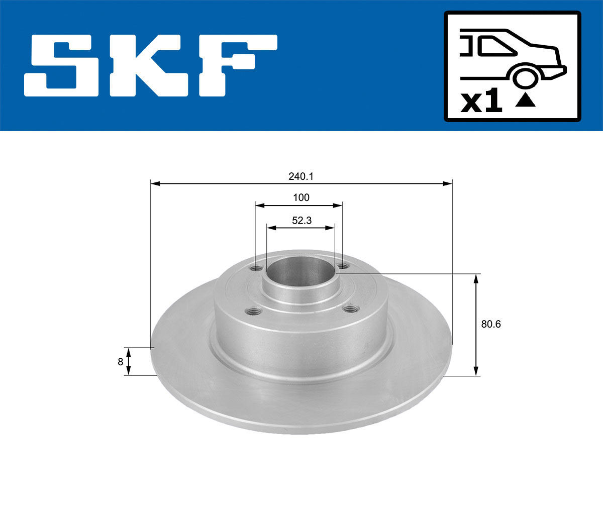 SKF Bremseskive vkbd91074s1 240mm 8mm for RENAULT