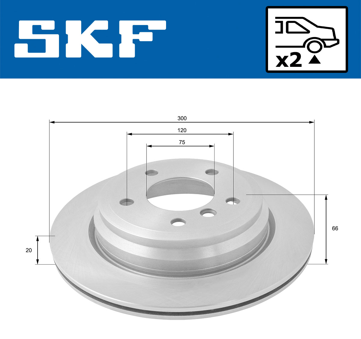 SKF Bremseskive vkbd91072v2 300mm 20mm for BMW