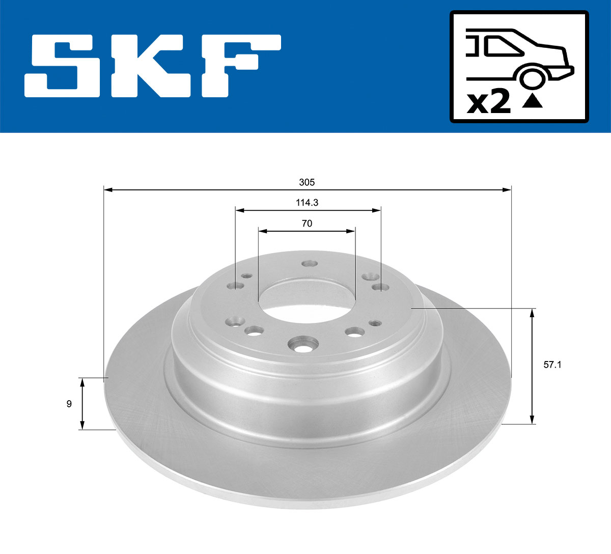 SKF Bremseskive vkbd91078s2 305mm 9mm for HONDA