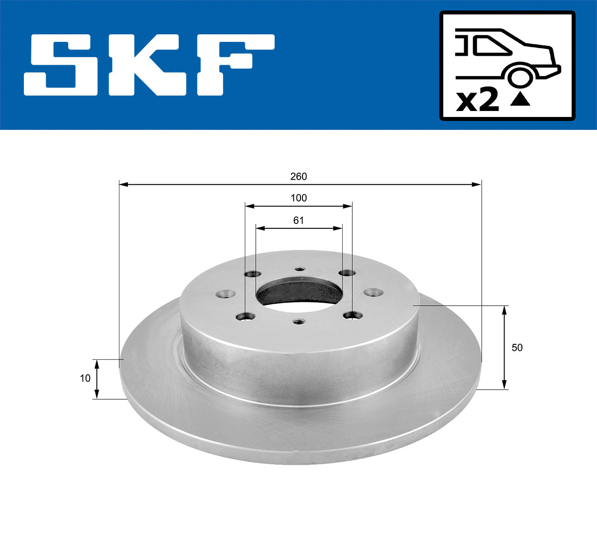SKF Bremseskive vkbd91096s2 260mm 10mm for HONDA MG ROVER