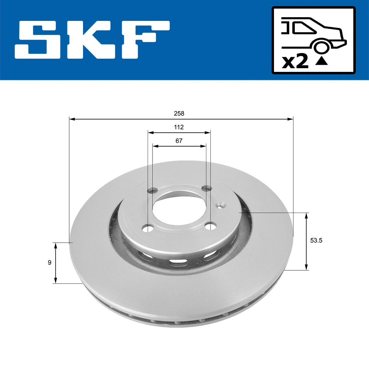 SKF Bremseskive vkbd91131s2 258mm 9mm for MERCEDES-BENZ