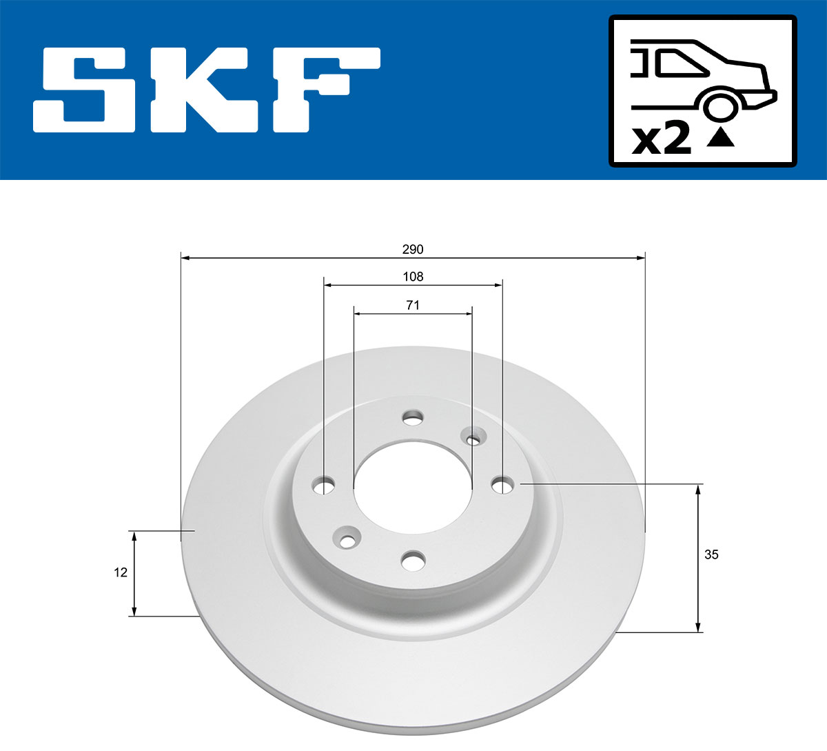SKF Bremseskive vkbd91165s2 290mm 12mm for DS