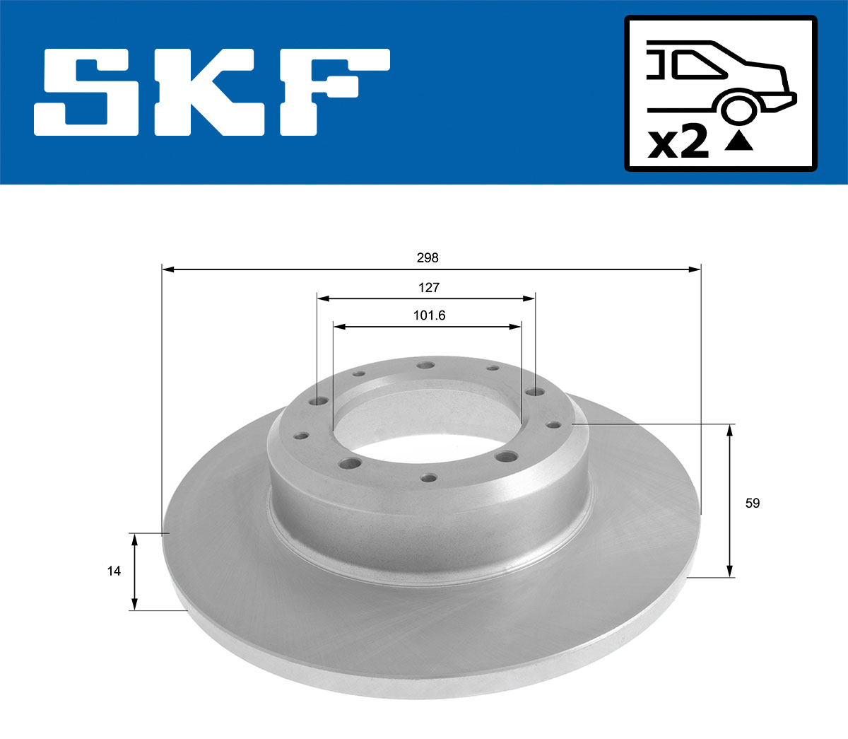 SKF Bremseskive vkbd91159s2 298mm 14mm for LAND ROVER