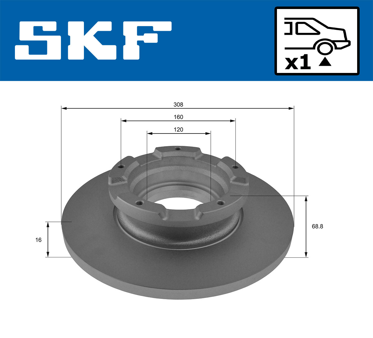 SKF Bremseskive vkbd91316s1 308mm 16mm for FORD
