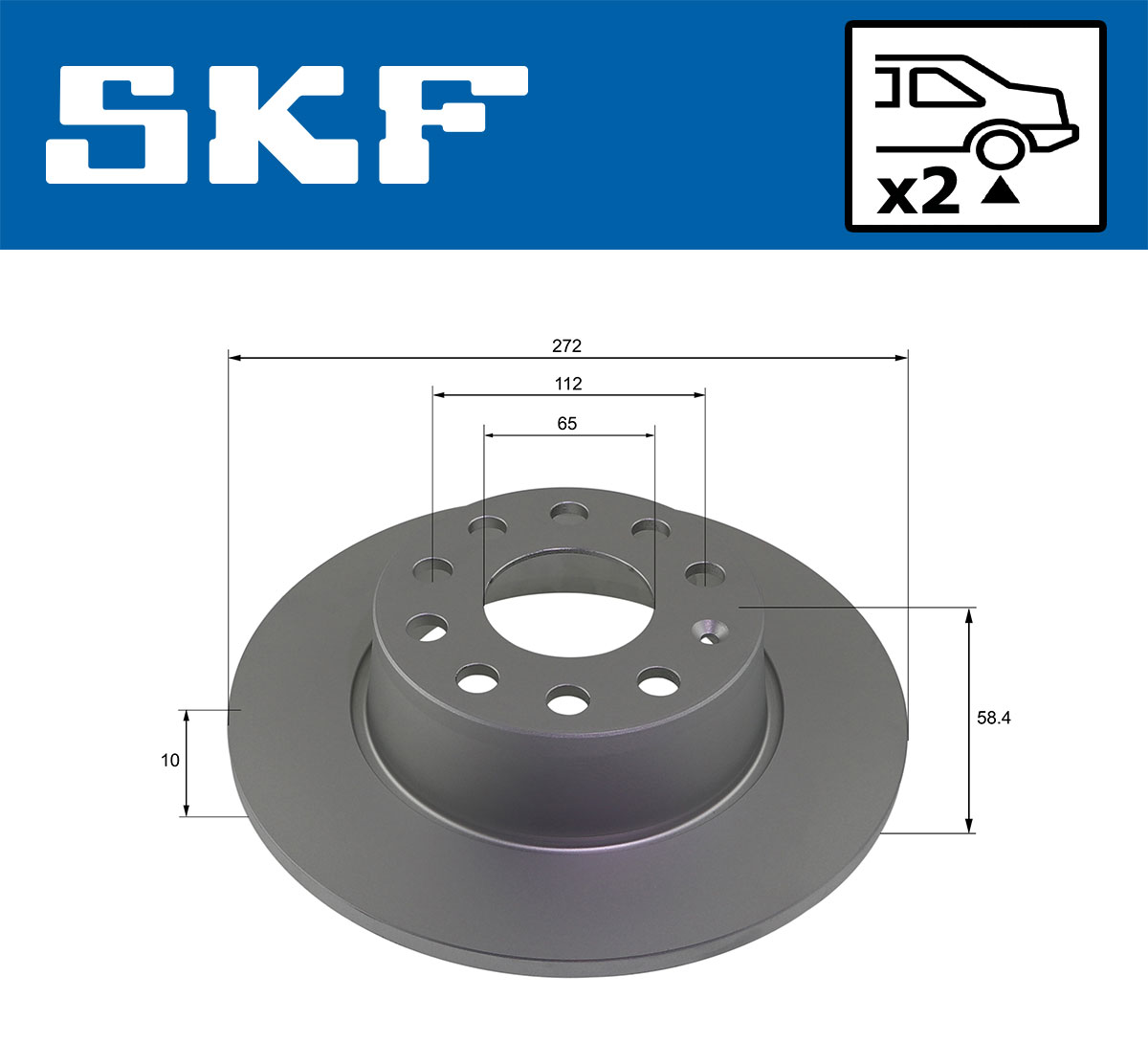 SKF Bremseskive vkbd91344s2 272mm 10mm for AUDI VW