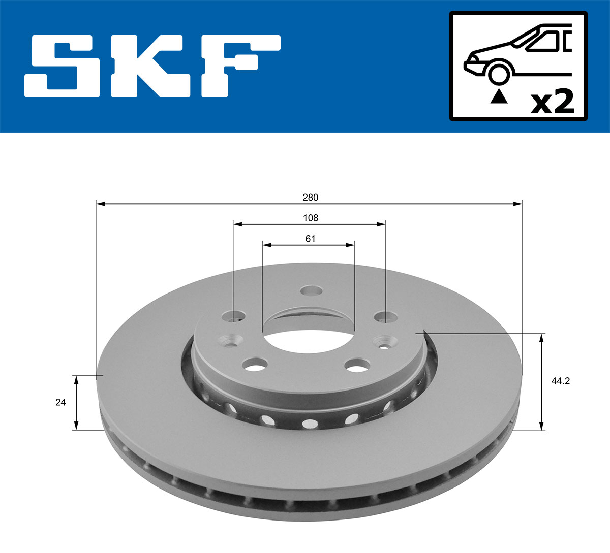 SKF Bremseskive vkbd80017v2 280mm 24mm for MERCEDES-BENZ RENAULT