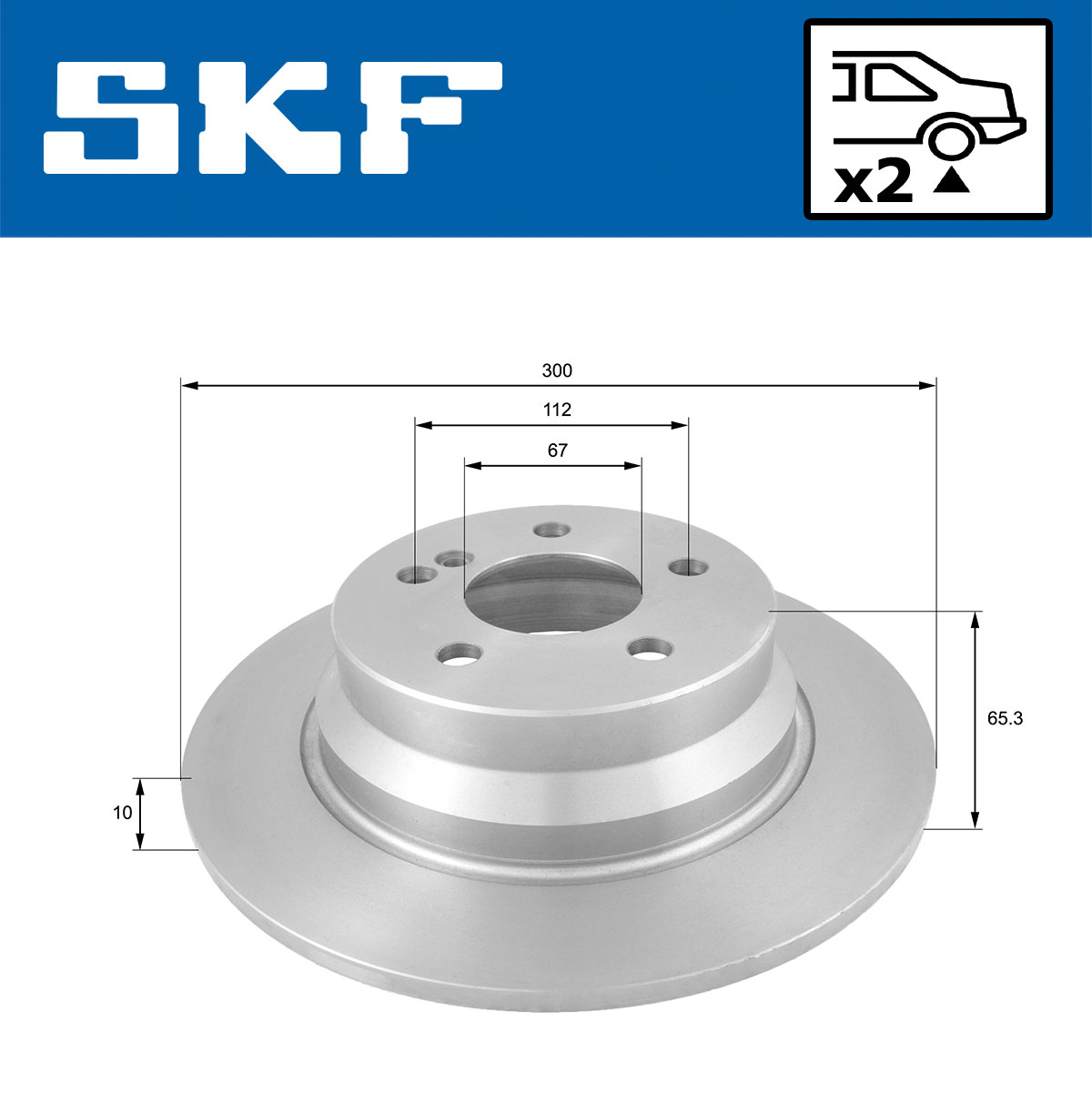 SKF Bremseskive vkbd90072s2 300mm 10mm for MERCEDES-BENZ
