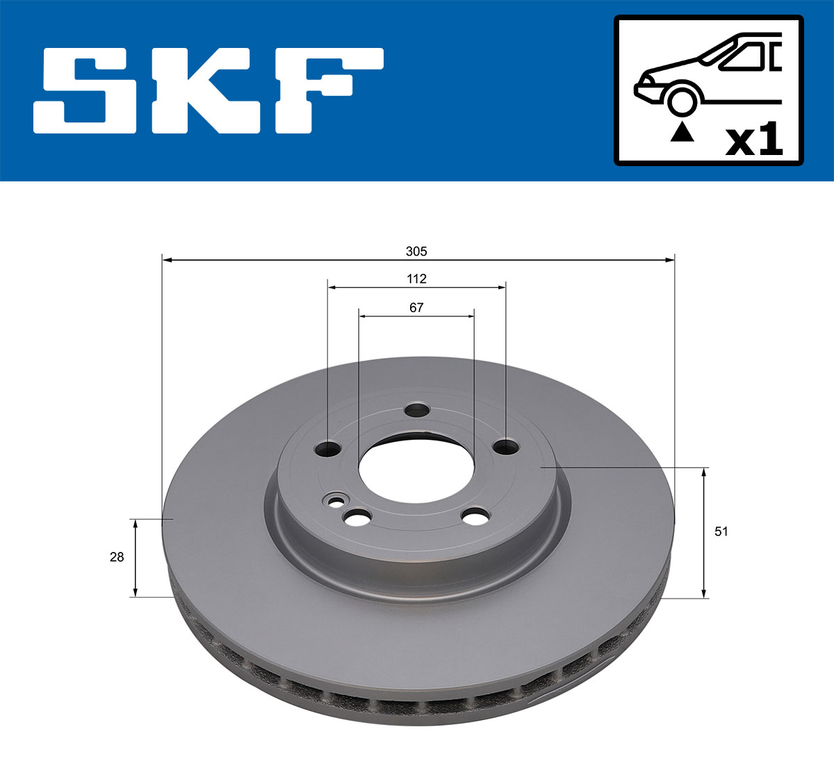 SKF Bremseskive vkbd81382v1 305mm 28mm for MERCEDES-BENZ