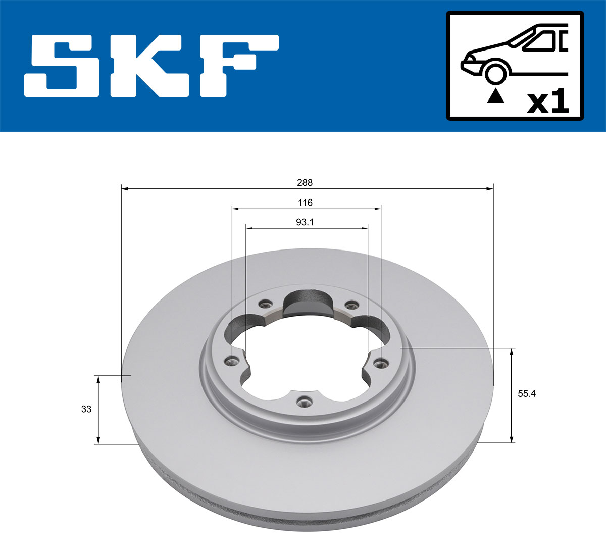 SKF Bremseskive vkbd81389v1 288mm 33mm for FORD