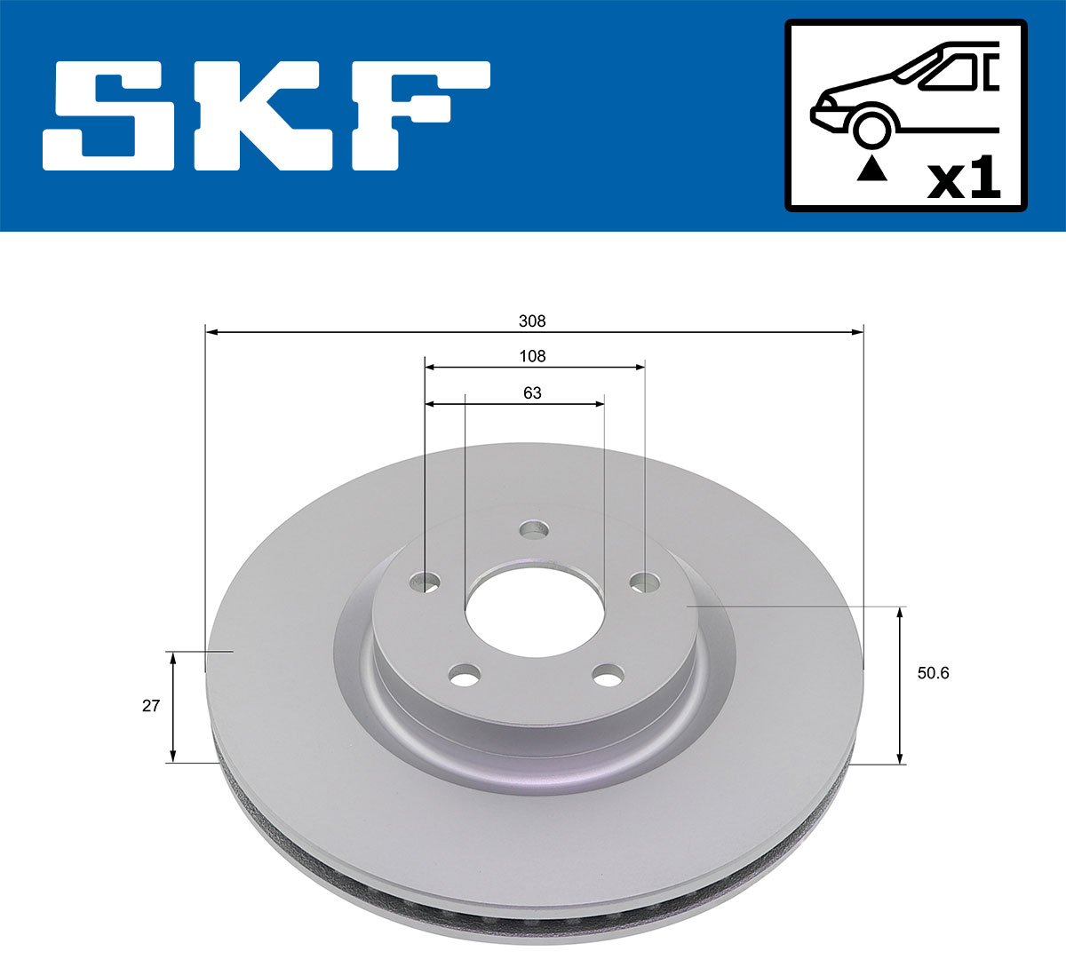SKF Bremseskive vkbd81375v1 308mm 27mm for FORD