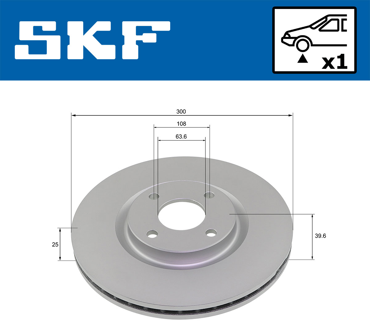 SKF Bremseskive vkbd81354v1 300mm 25mm for FORD