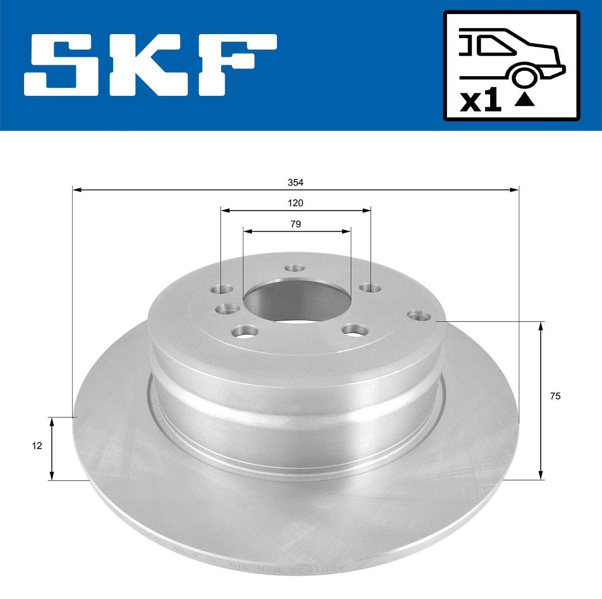 SKF Bremseskive vkbd90787s1 354mm 12mm for LAND ROVER