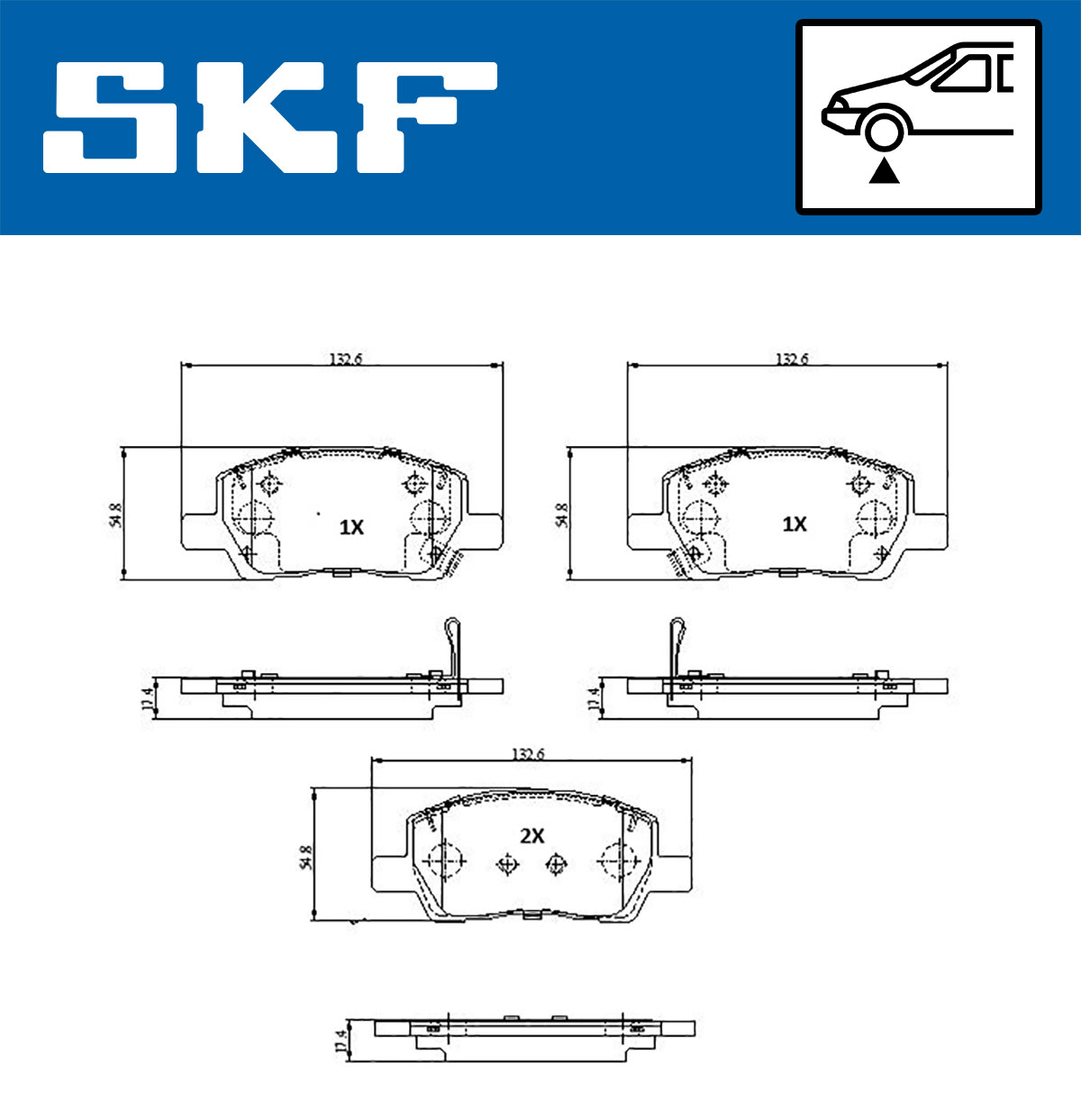 SKF Bremseklodser vkbp81363a for HYUNDAI