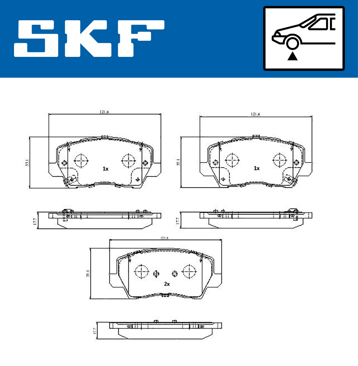 SKF Bremseklodser vkbp81370a for KIA