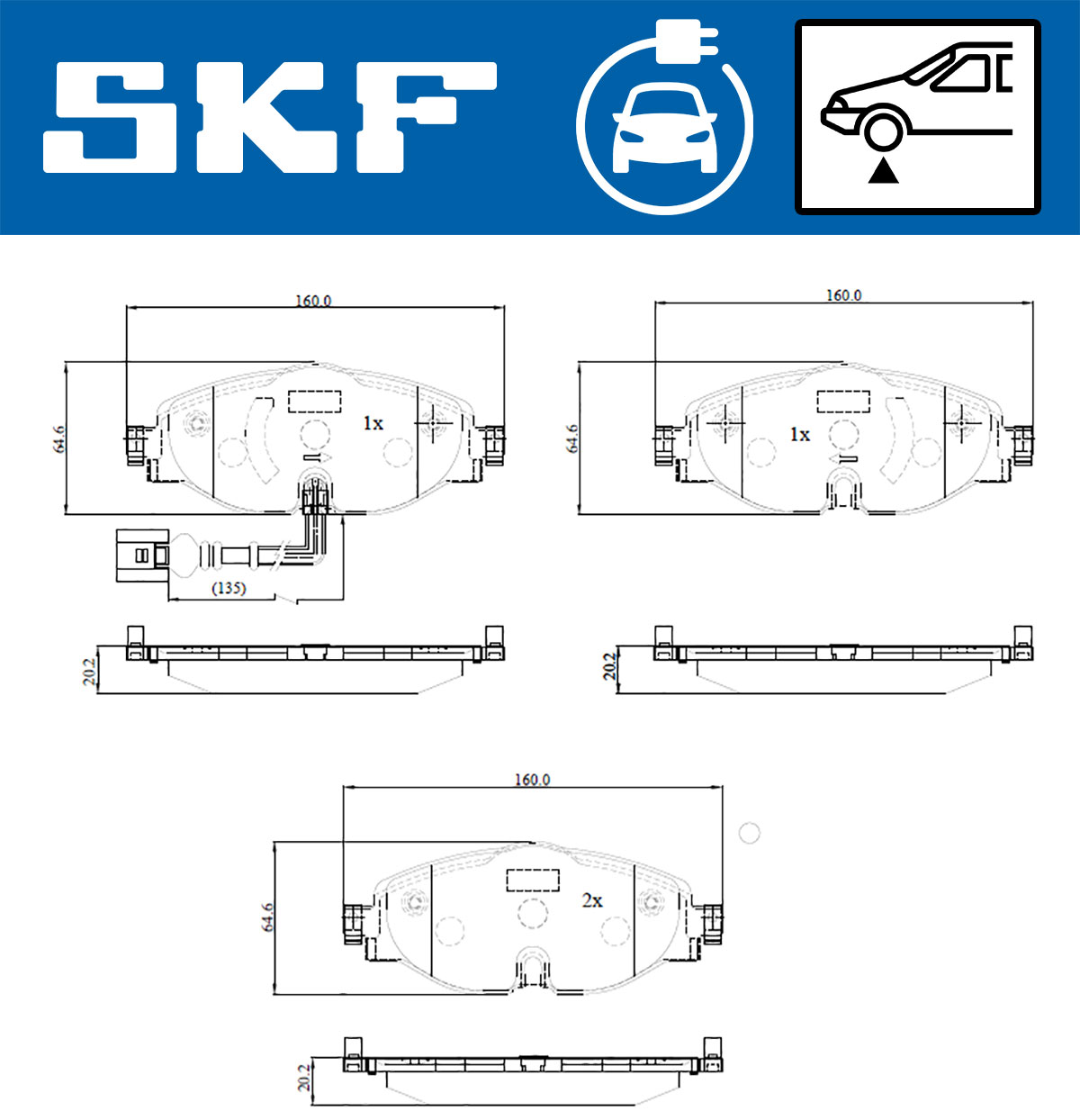 SKF Bremseklodser vkbp85007ev for VW