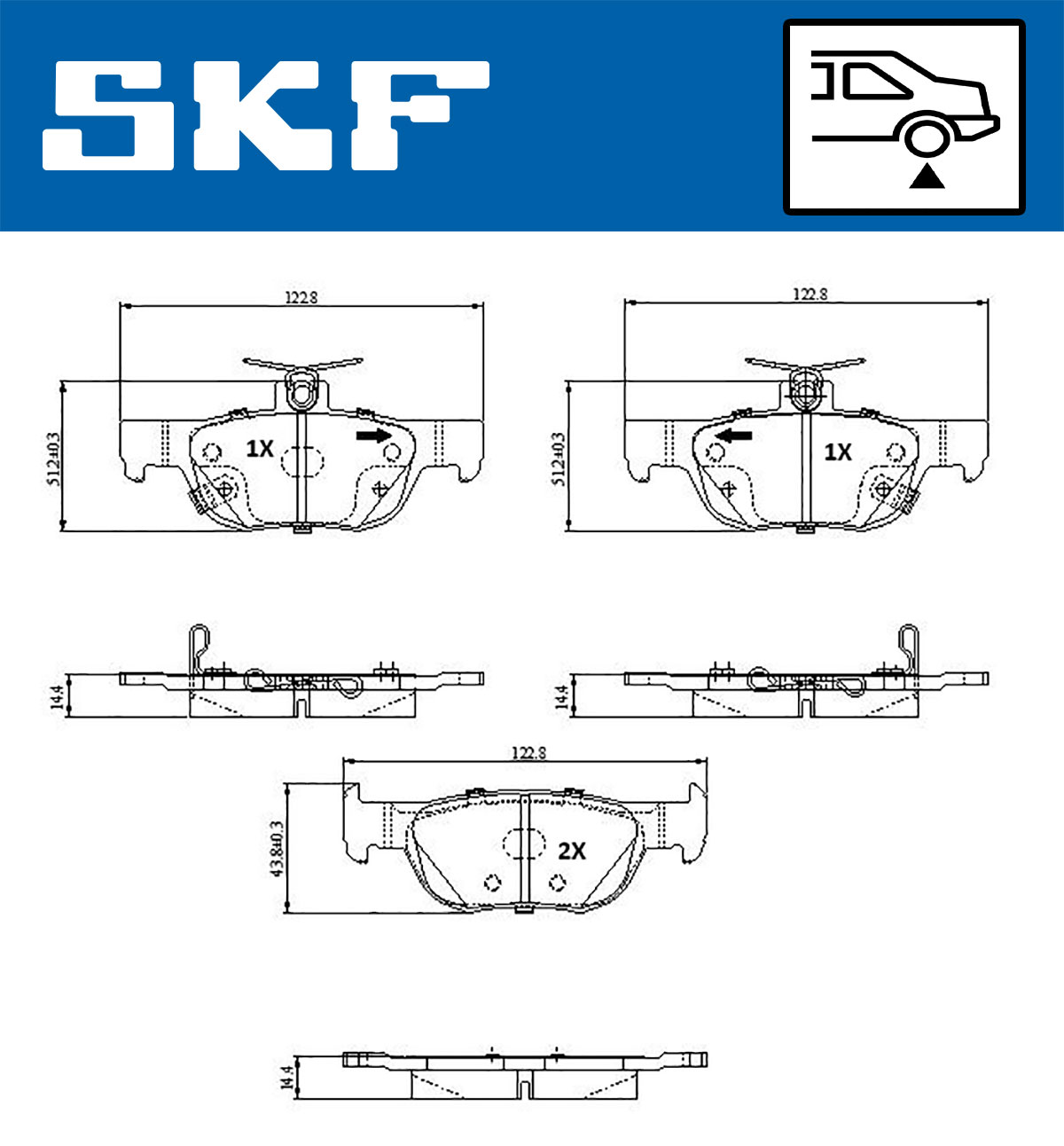 SKF Bremseklodser vkbp91333a for MAZDA