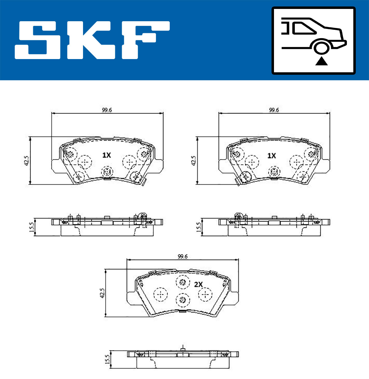 SKF Bremseklodser vkbp91335a for KIA