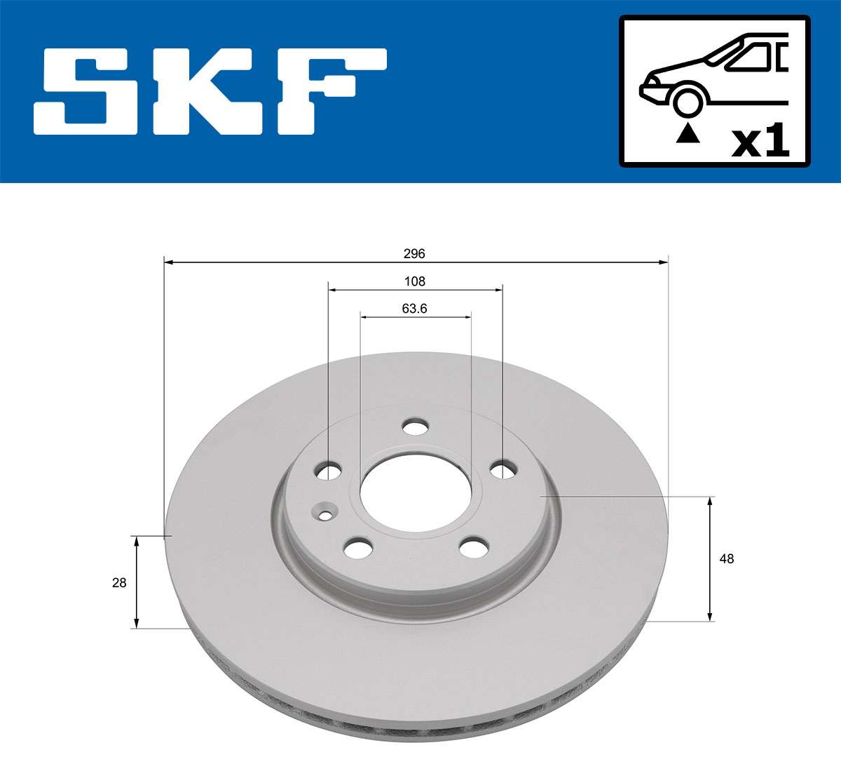 SKF Bremseskive vkbd81400v1 296mm 28mm for VOLVO