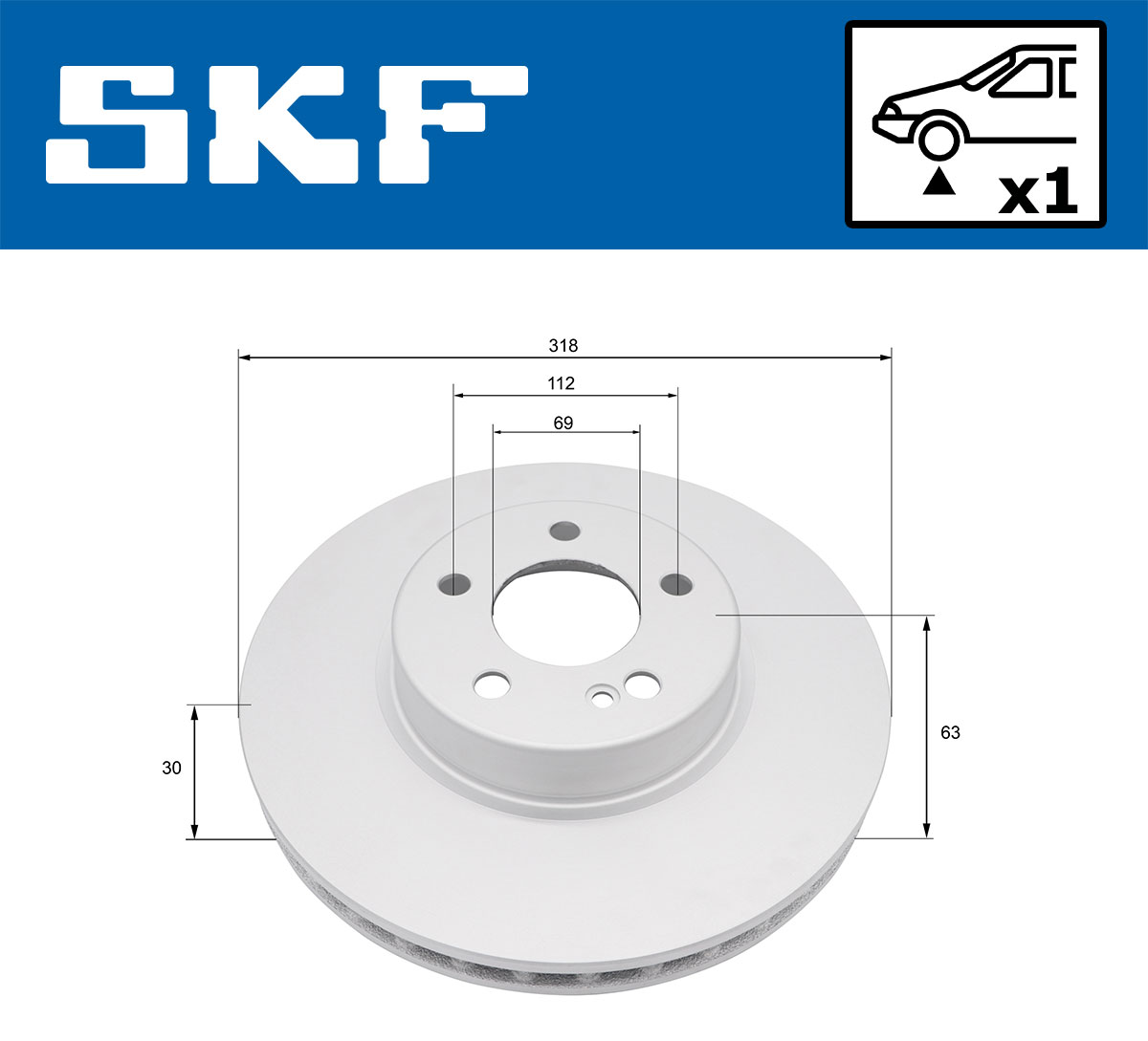 SKF Bremseskive vkbd81374v1 318mm 30mm for MERCEDES-BENZ