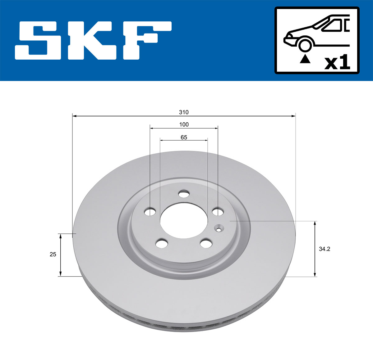 SKF Bremseskive vkbd81361v1 310mm 25mm for AUDI VW