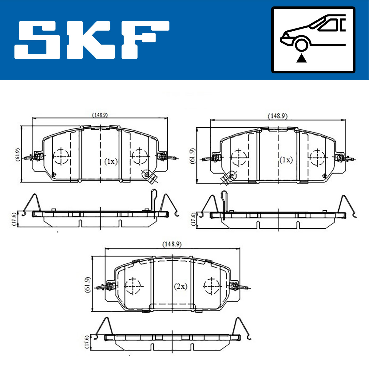 SKF Bremseklodser vkbp81446a for HONDA ACURA MERCEDES-BENZ