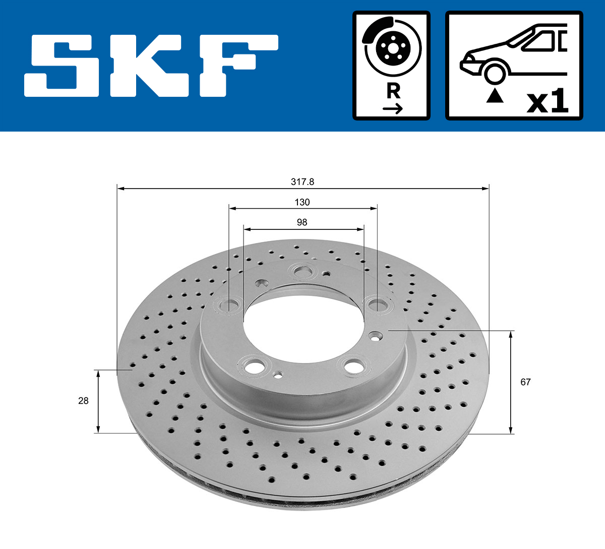 SKF Bremseskive vkbd81223v1 318mm 28mm for PORSCHE