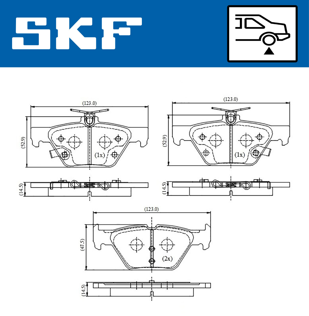 SKF Bremseklodser vkbp91449a for SUBARU
