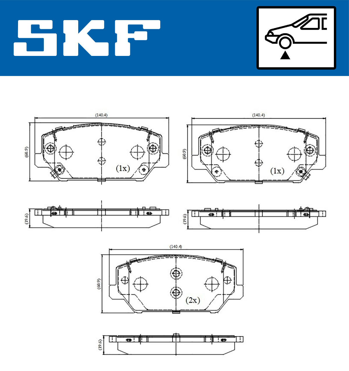 SKF Bremseklodser vkbp81430a for HYUNDAI KIA