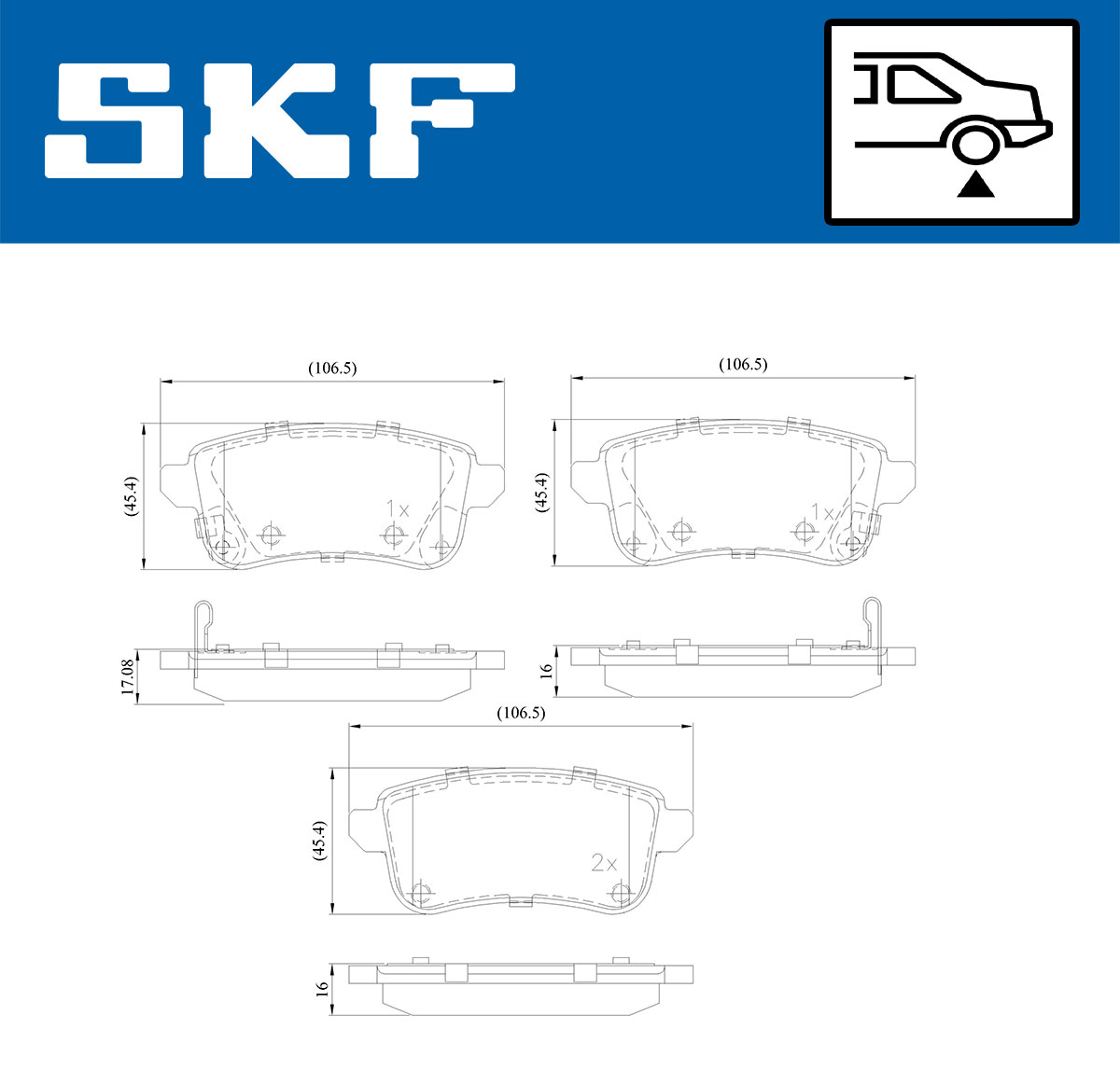 SKF Bremseklodser vkbp91443a for RENAULT