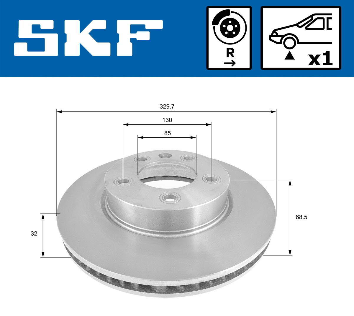 SKF Bremseskive vkbd81057v1 330mm 32mm for VW PORSCHE