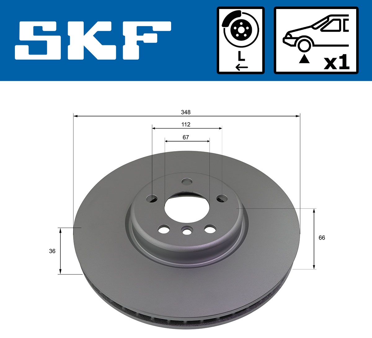 SKF Bremseskive vkbd81267v1 348mm 36mm for BMW