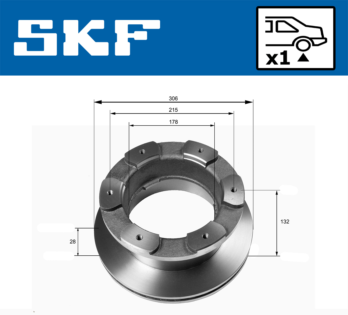 SKF Bremseskive vkbd90615v1 306mm 28mm for IVECO