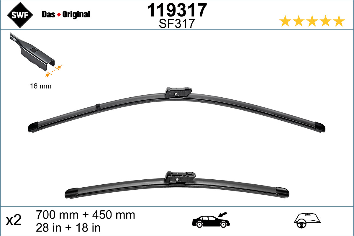 SWF Viskerblad 119317 foran for CUPRA NISSAN VW SKODA AUDI