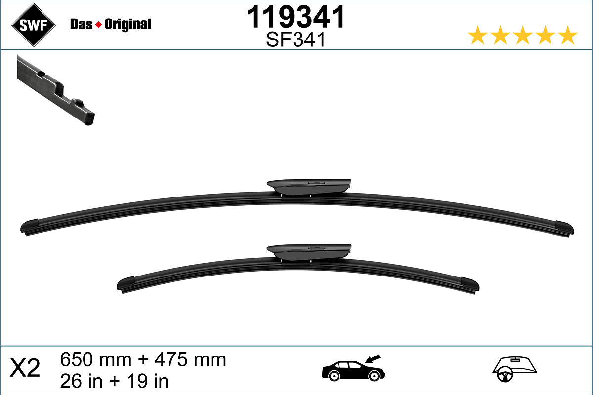 SWF Viskerblad 119341 foran for MERCEDES-BENZ AUDI
