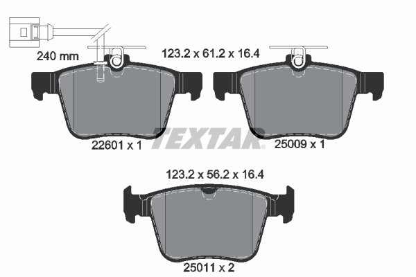 TEXTAR Bremseklodser 2260101 for SEAT SKODA VW AUDI